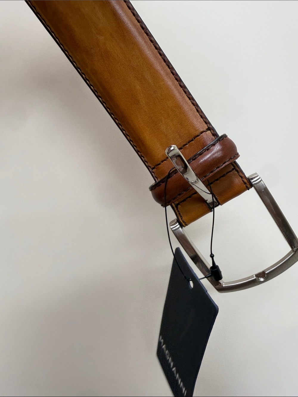 Magnanni  Tan Leather Belt with Gold Buckle